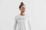 ノーブルレディースロングスリーブTシャツホワイト