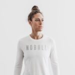 ノーブルレディースロングスリーブTシャツホワイト