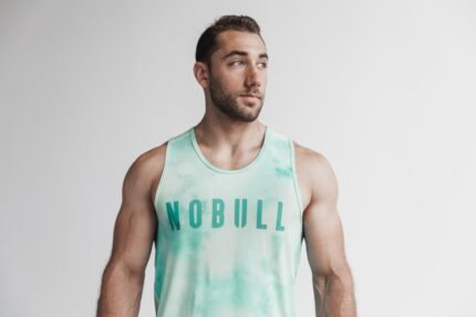 Nobull メンズ タンクトップ (絞り染め) バニラ&アクア