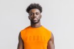Nobull メンズ ノースリーブ Tシャツ (ネオン) オレンジ