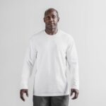 Nobull メンズ ヘビーウェイト ロングスリーブ ポケット Tシャツ ホワイト