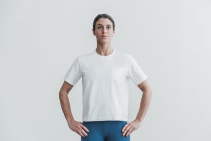 Nobull レディース ヘビーウェイト ポケット ボクシー Tシャツ ホワイト