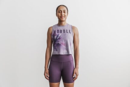 Nobull レディース マッスルタンク (水彩花柄) ラベンダー