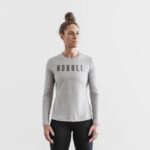 Nobull レディース ロングスリーブ Tシャツ ライトヘザーグレー