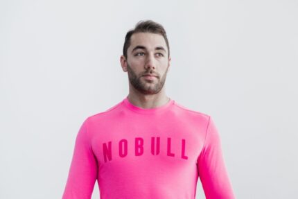Nobullメンズ長袖Tシャツ（ネオン）ピンク